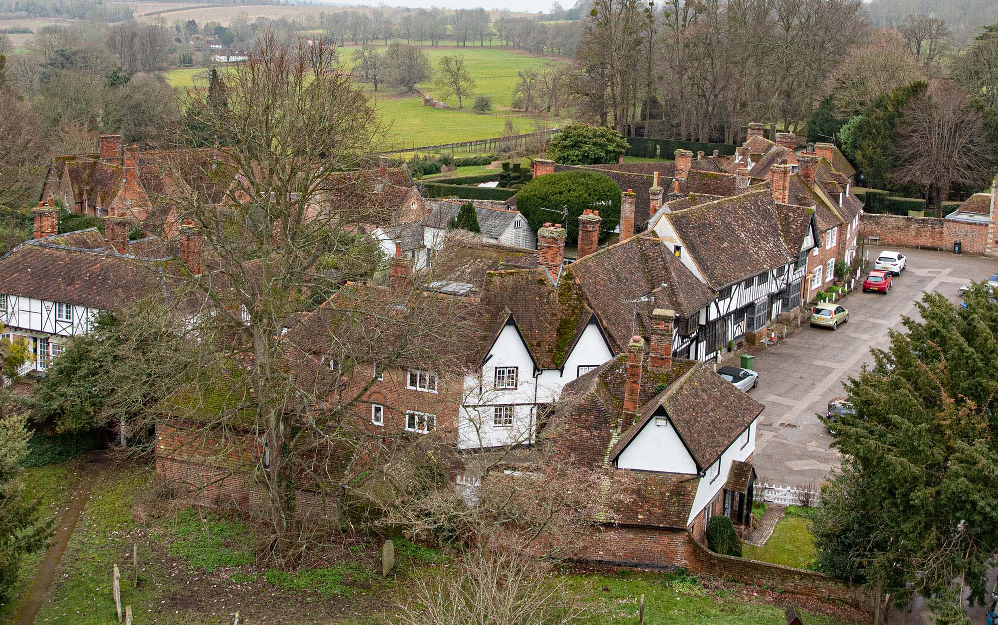 View of Chilham Square from tower of St Mary's Church
